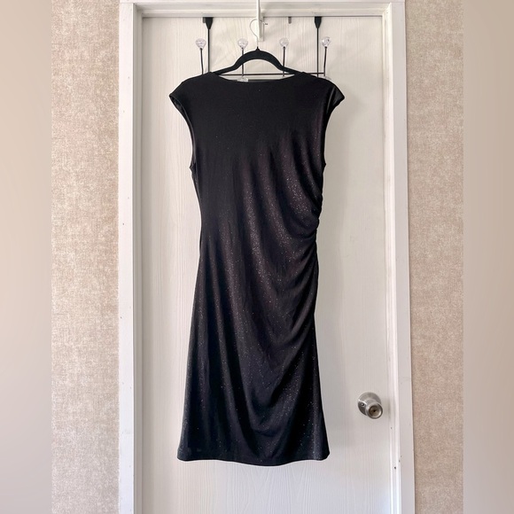 Ronni Nicole Black Glitter Draped Midi Dress - Picture 3 of 5